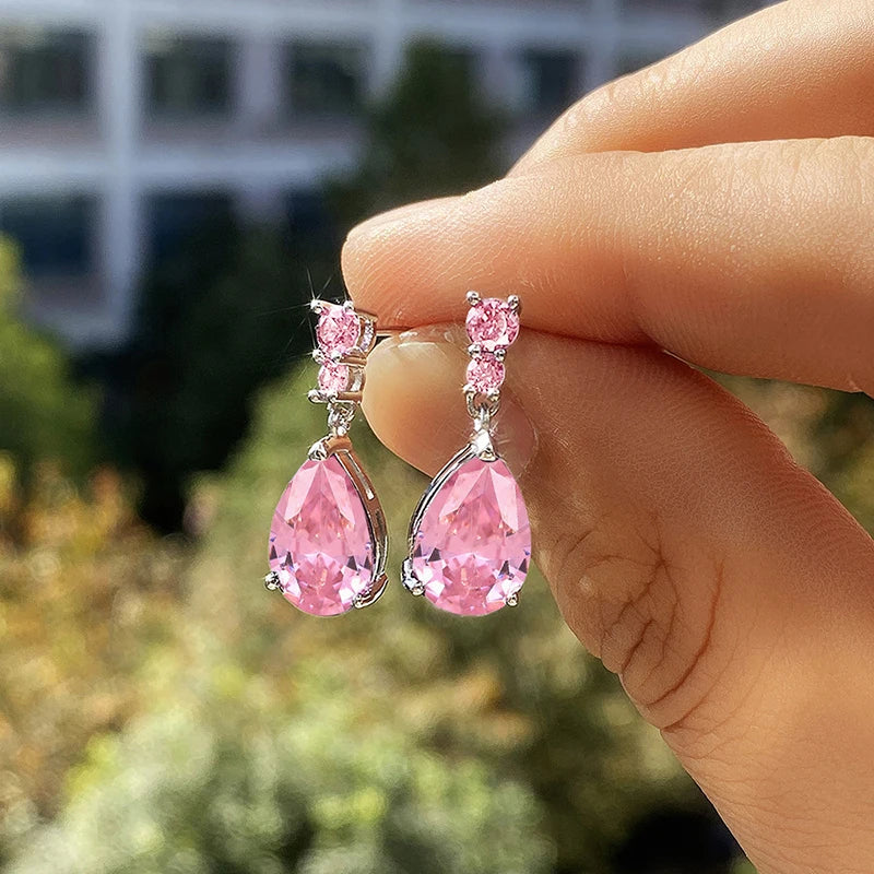 Huitan Gorgeous AAA Cubic Zirconia Water Drop Charm Women Drop Earring Wedding Band Jewelry White/Purple High Quality...