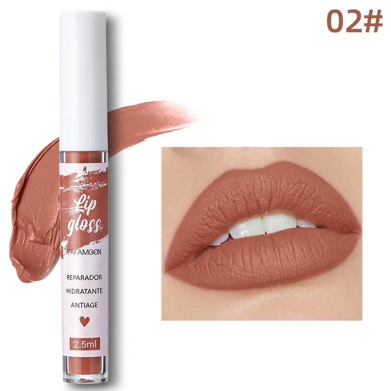 Rose Red Matte Liquid Lipstick Makeup Lip Glaze Moisturizing Waterproof Durable Lip Mud Non-stick Cup Lip Gloss Makeup...