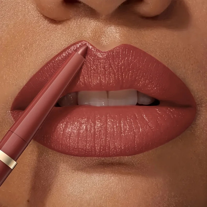 High Pigment Matte Nude Lip Liner Pencil, Waterproof Long Wear Smooth Retractable Lip Contour Makeup - Kimlud