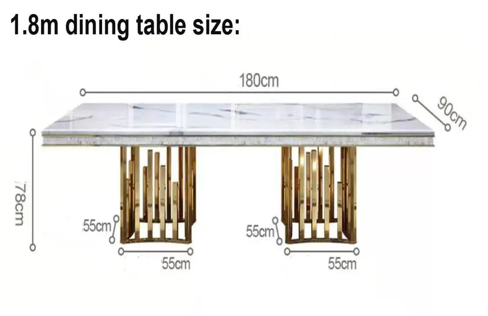 stainless steel Dining Room Home Furniture modern marble dining table rectangle table - Kimlud