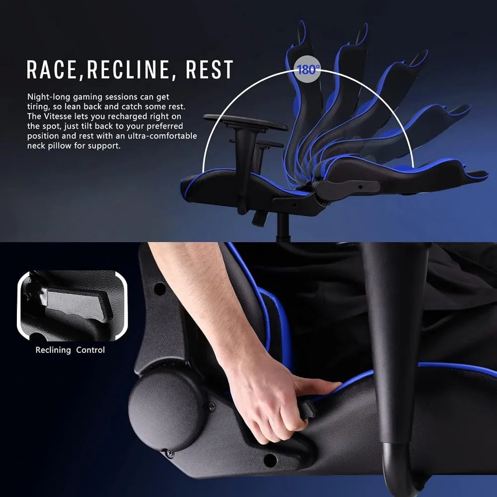 Ergonomic Teen Racing Style Gaming Chair with High Back Support, Massage Cushion, and Lumbar Support for Comfortable Computer De