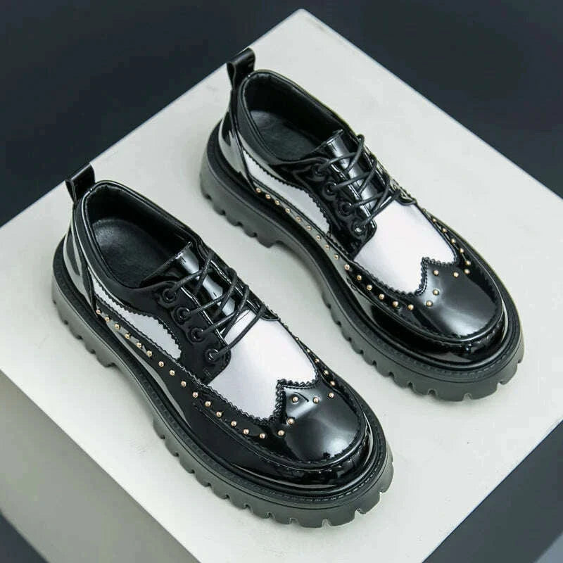 Men Casual Office Business Formal Oxford Thick Bottom Dress Shoes Men Gentleman Outdoor Patent Leather Wedding Shoes Fashion