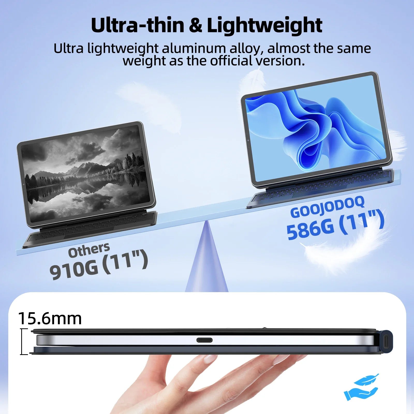 GOOJODOQ Ultra Thin Magic Keyboard for iPad Pro 11 Air 11 M3/M2 Pro 12.9 Pro 13 Pad A16 Glass Trackpad Aluminum Alloy Keyboard