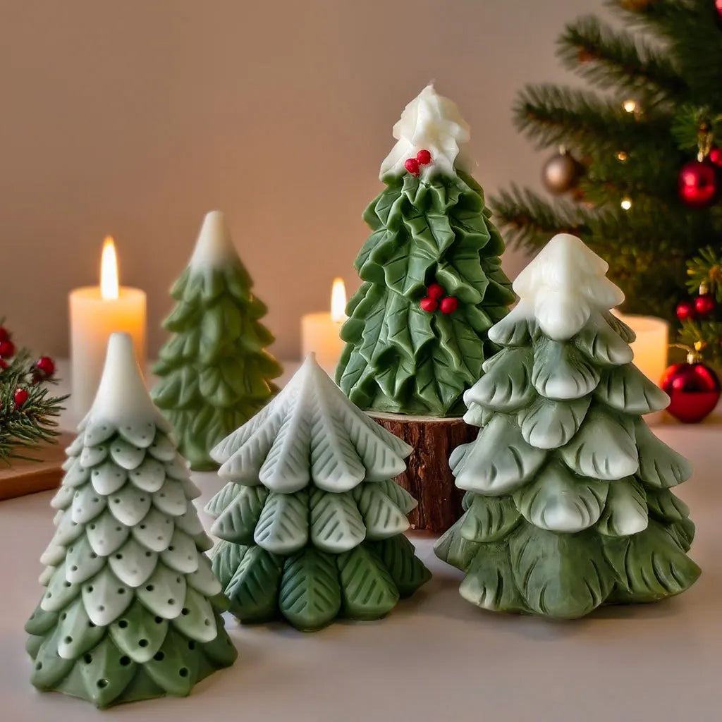 DIY Christmas Tree Silicone Candle Mold Handmade Aroma Candle Plaster Resin Mould Christmas Candle Making Supplies