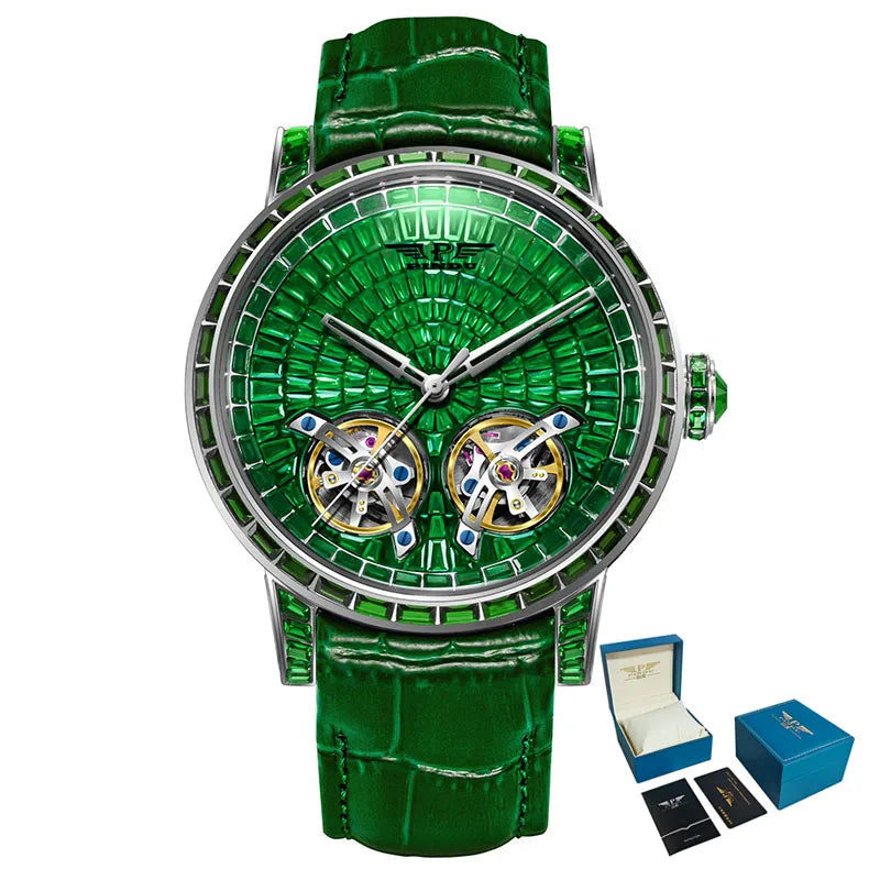 Mechanical Watch Men PINDU Design Top Luxury Double Flying Wheel Watch Sapphire Glass Waterproof Diamond Watch Leather...