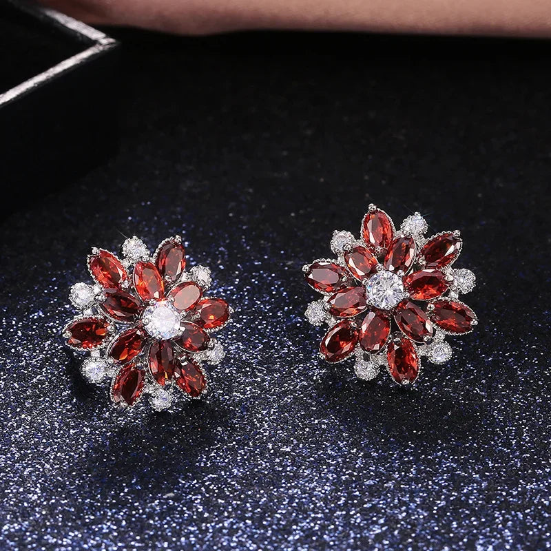 Cute Big AAAAA Bling Cubic Zirconia 925 Silver Needle Stud Earrings Fashionable Flower Earring for Women Jewelry Gift...