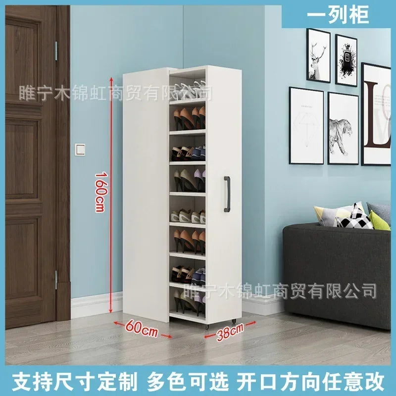 Sliding dustproof shoe cabinet, large capacity wheeled side pull shoe rack storage drawer type seam storage cabinet at...