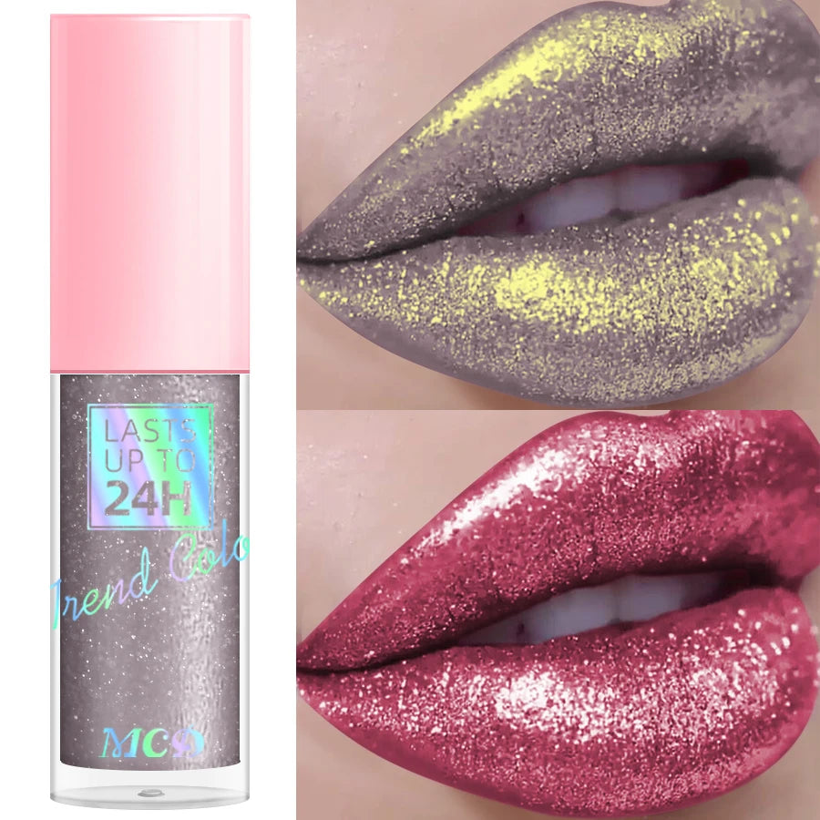 18 Colors Diamonds Glitter Lip Gloss Long Lasting Waterproof Liquid Lipstick Pearl Shining Lip Color Sparking Lip Makeup Women