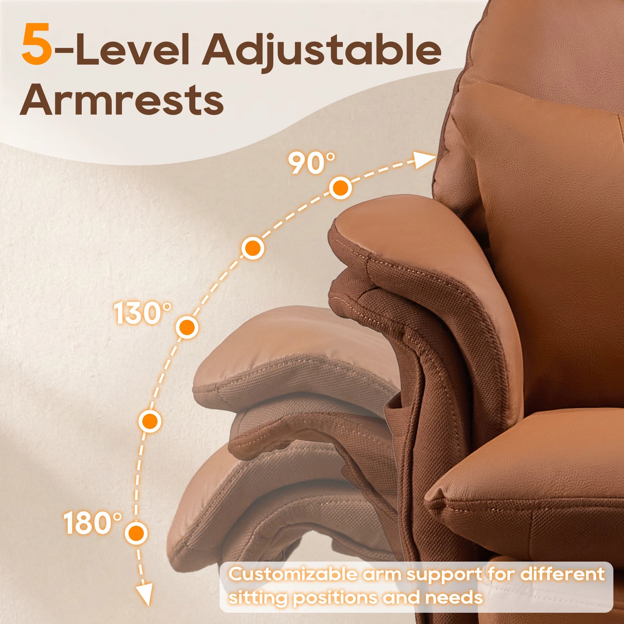 TCGBKAF Big and Tall Office Chair Executive Chair Brown PU Leather Criss Cross Chair with Adjustable Backrest and Flip...