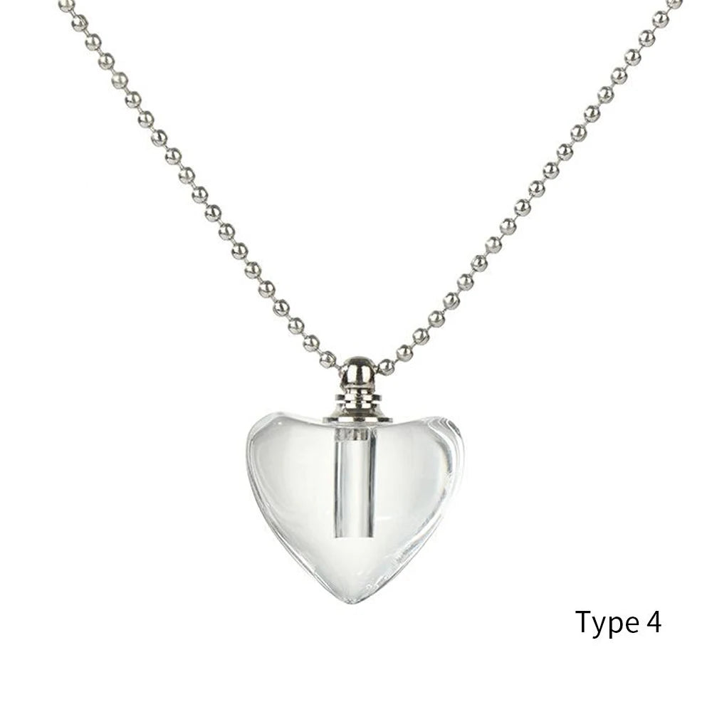 Hollow Bottle Necklace Perfume Jar Pendant Lucky Charm Ash Locket Essential Oil Chain Openable Necklace Clear Crystal Jewelry