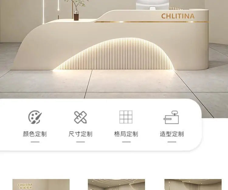 Welcome Service Reception Desks Sales Office White Front Reception Desk Cash Register Salon Recepciones Para Negocio Furniture - Kimlud