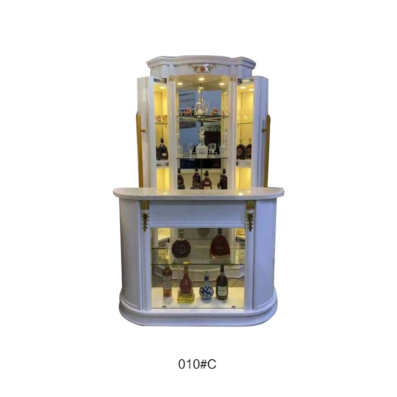 Style Luxury Wood Wine Rack Sideboard Cabinet Storage Home Furniture Royal Living Room Wooden Glass Display Wine Cabinet...