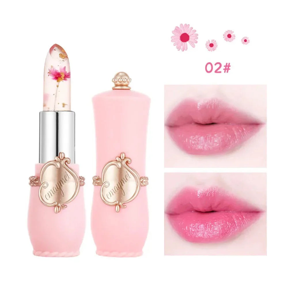 Jelly Dried Flower Color Changing Lip Balm Transparent Moisturizing Make Up Lipstick Repair Dry Cracks for Lips Care Lipgloss