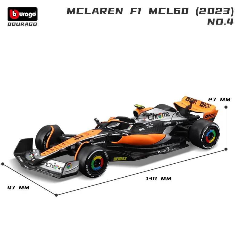 Bburago 1: 43 McLaren 2024 MCL38 Miami GP Formula Racing Alloy Car Model Toy