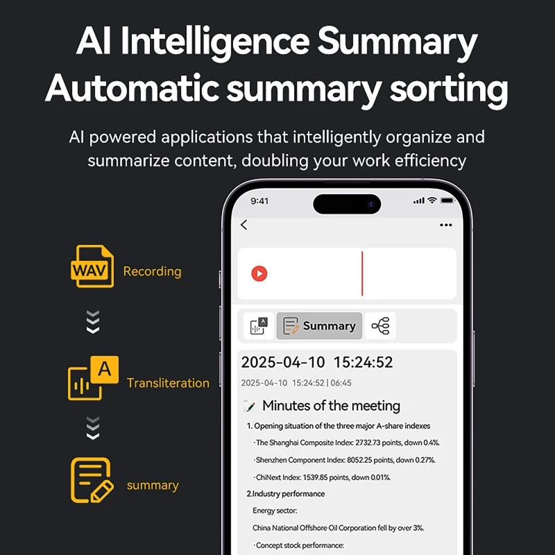 AI Voice Recorder with ChatGPT Smart Transcription Summarization and Translation Intelligent Audio Recorder for Lecture Meetings