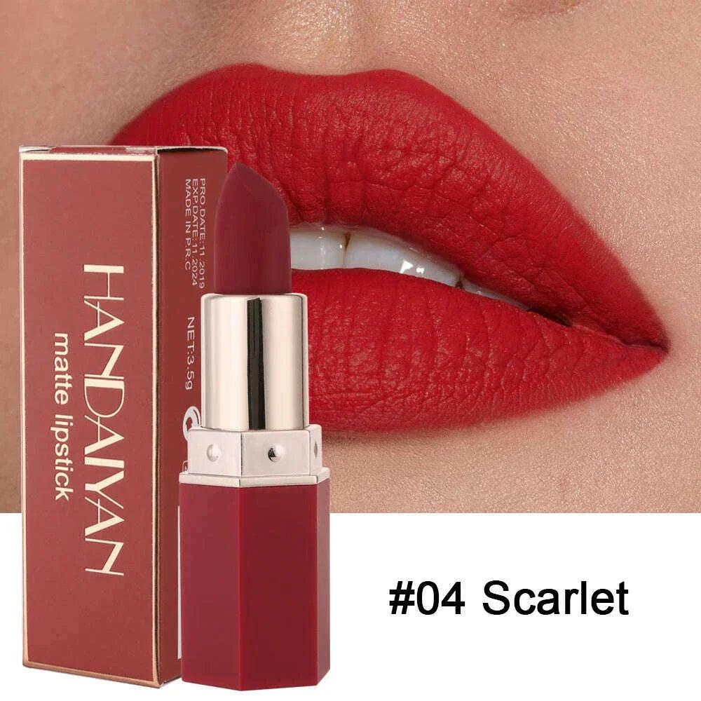 HANDAIYAN Moisturizing Long-Lasting Matte Lipstick 6-Color Non-Stick Cup Show Temperament Sexy Nude Makeup Lipsticks Cosmetics