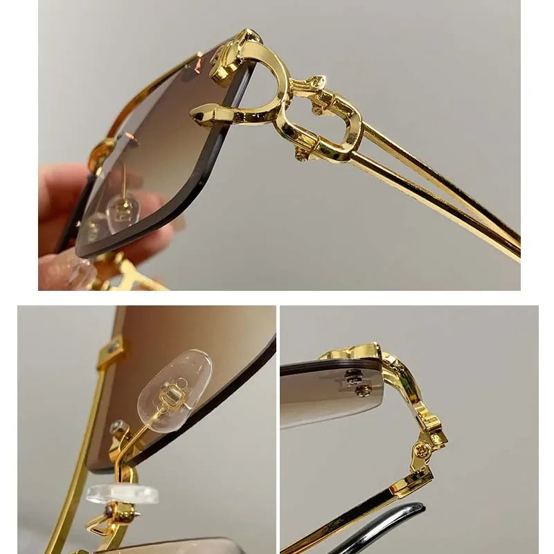 Luxury Rimless Square Sunglasses Men Women Fashion Brand Designer Vintage Sun Glasses Male Female Fashion Retro Oculos...