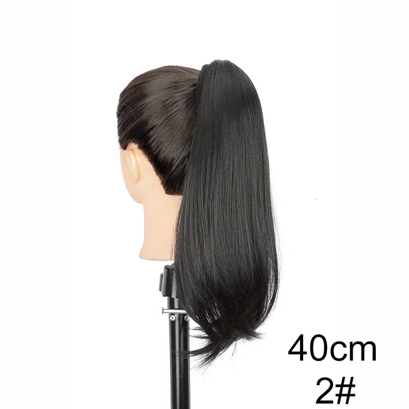 Synthetic 40cm/50cm Claw Clip Micro Curly in Ponytail Extension Long Straight Curly Black Brown Ponytail Hairpiece for...