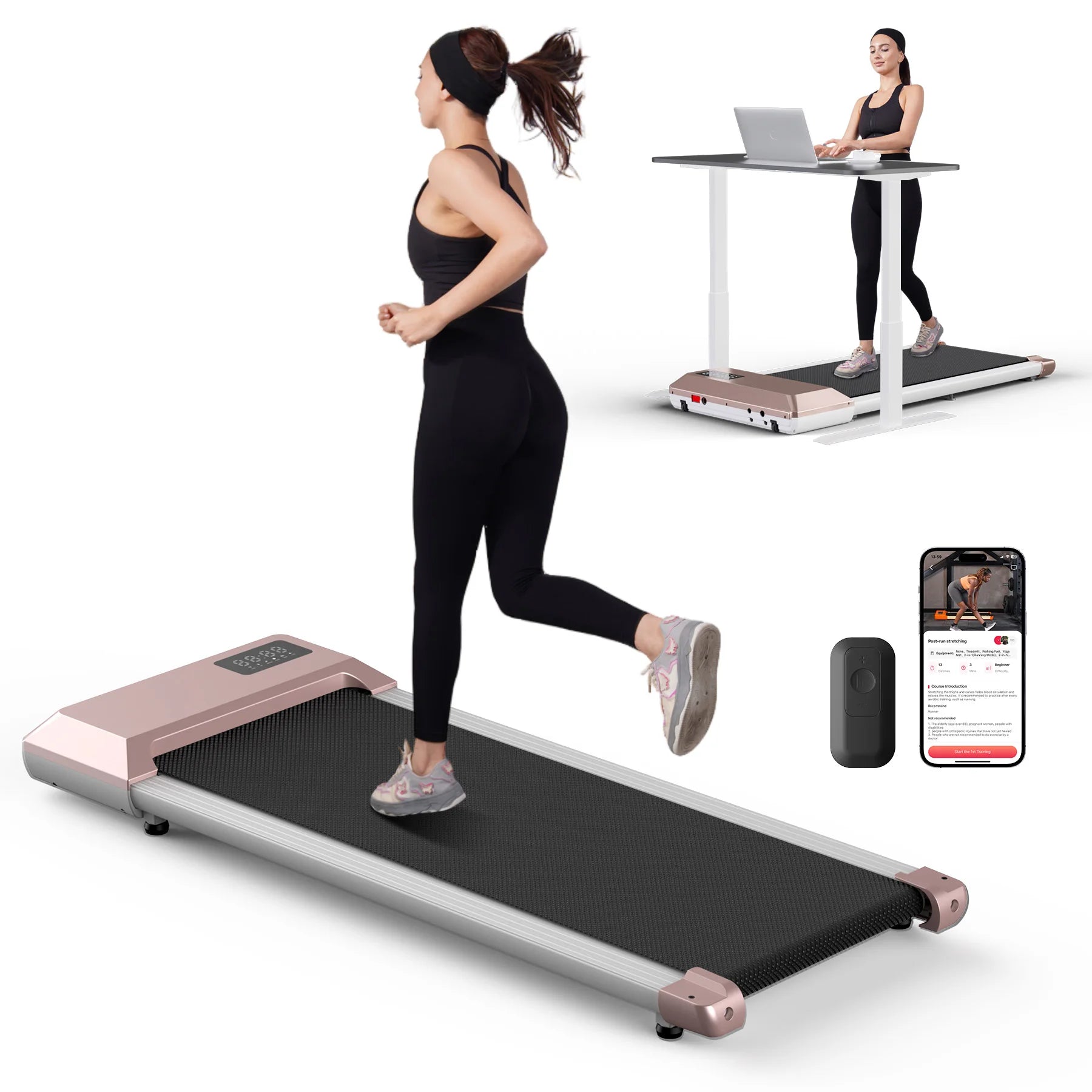 300lbs Treadmill for Home 2.5HP Treadmills Walking Pad LCD Digital Data Display 2in1 Walking Running Fitness Exercise Machine - Kimlud
