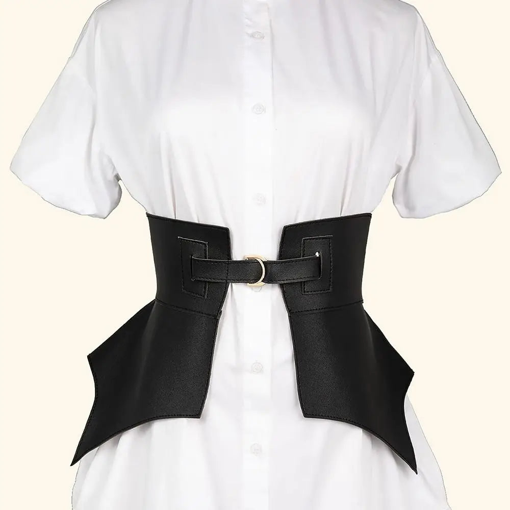 Black Brown Irregular Pu Leather Long Wide Belt Punk Style Women Fashion Autumn Winter Waistband Corset Belt | Kimlud...
