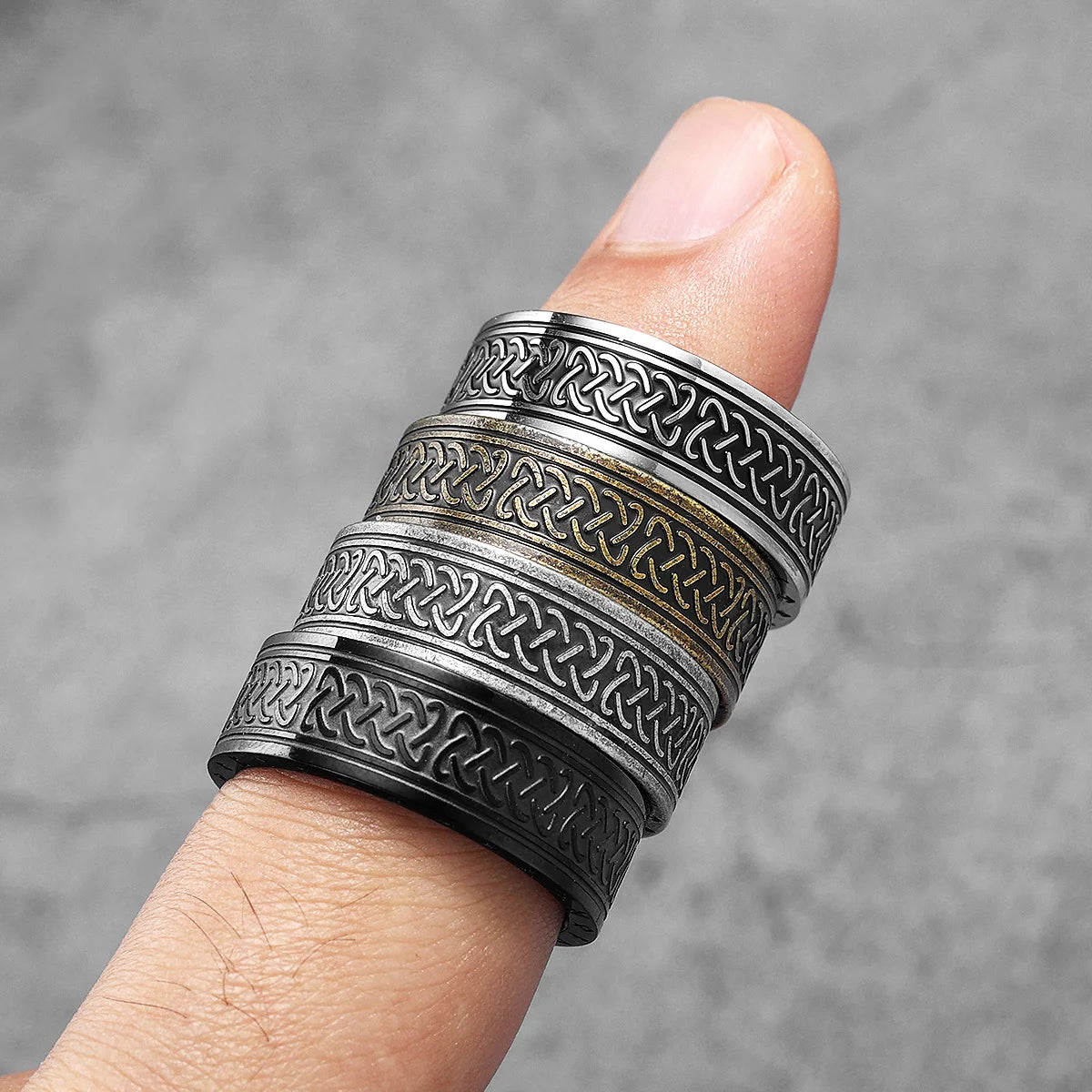 Retro Viking Celtic Knot Runes Stainless Steel Men Rings Punk New In For Male Women Fashion Jewelry Creativity Gift Wholesale