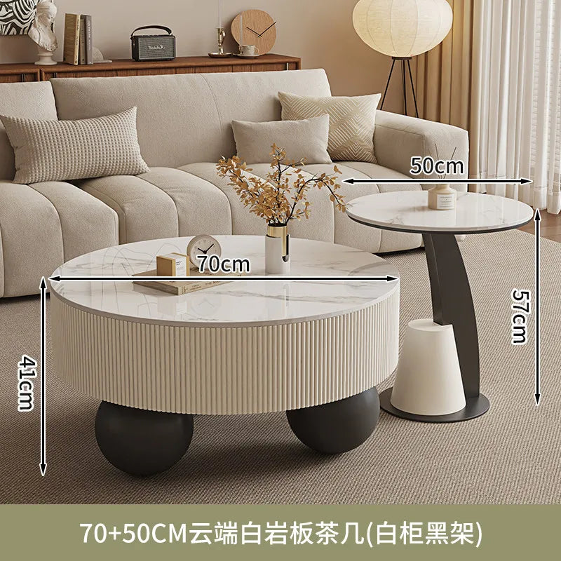 Round Designer Coffee Table Storage Nordic Aesthetic Minimalist Coffee Table Drawers Italian Simple Mesa Auxiliar Home...