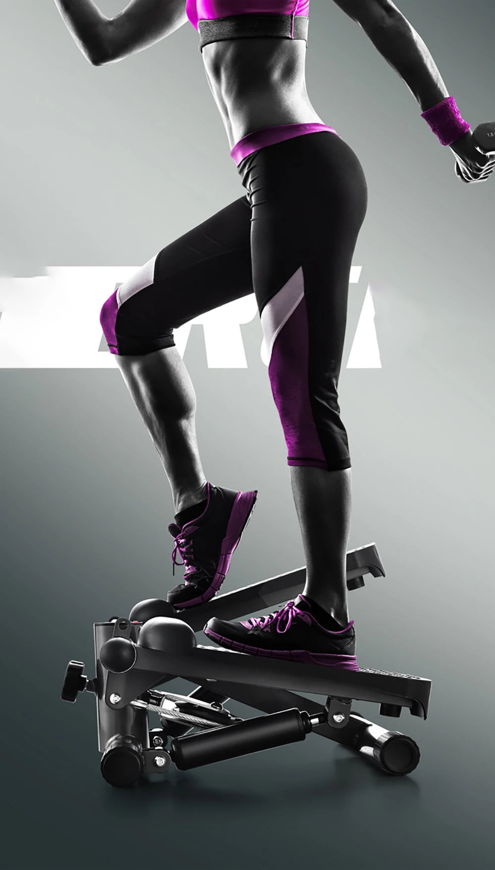 Mini Stepper Pedal Stepper Max 120kg Fitness Stepper LED Display Slimming Treadmill with Pull Rope Exercise Equipment