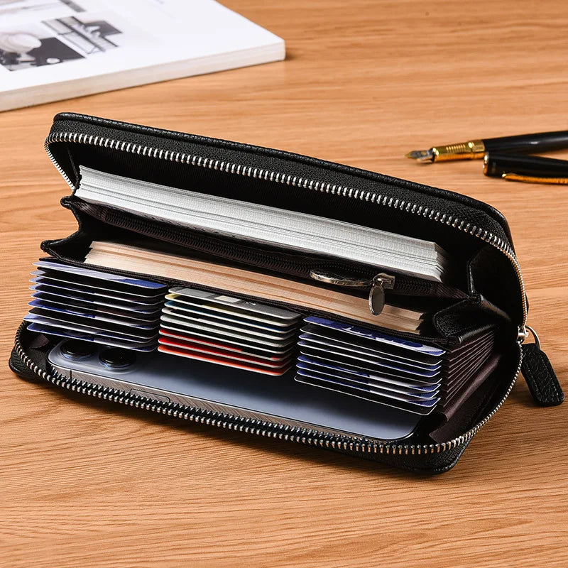 2024 Rfid 36 Slots Wallet Split Solid man Purse Business Credit Organ Card Holder Blocking Anti Theft Phone Bag Large Capacity