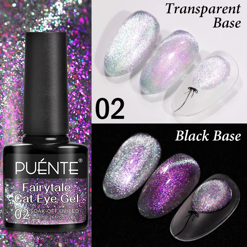 7.5ML Sparkling Reflective Glitter Gel Nail Polish Pink Purple Red Blue Colors Dark Flashing Nail Gel Soak Off UV Nail Varnish
