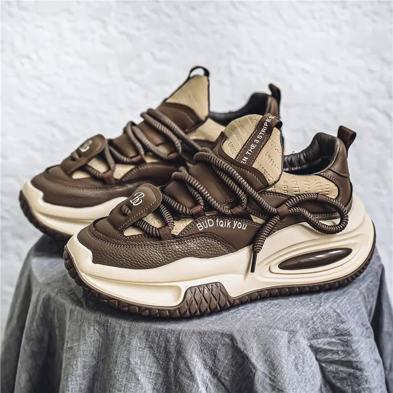 Fashion Platform Vulcanized Sneakers Men Korean Casual Shoes for Men Wear Resistant Street Style Men's Chunky Sneakers Shoes