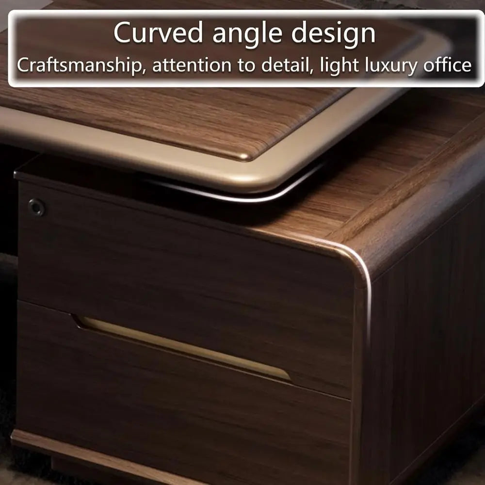 Sleek Straight Desk with Drawers, Home Office Computer Table, Solid Wood Storage, Ambient Light, Wire Management, Easy Assembly, - Kimlud