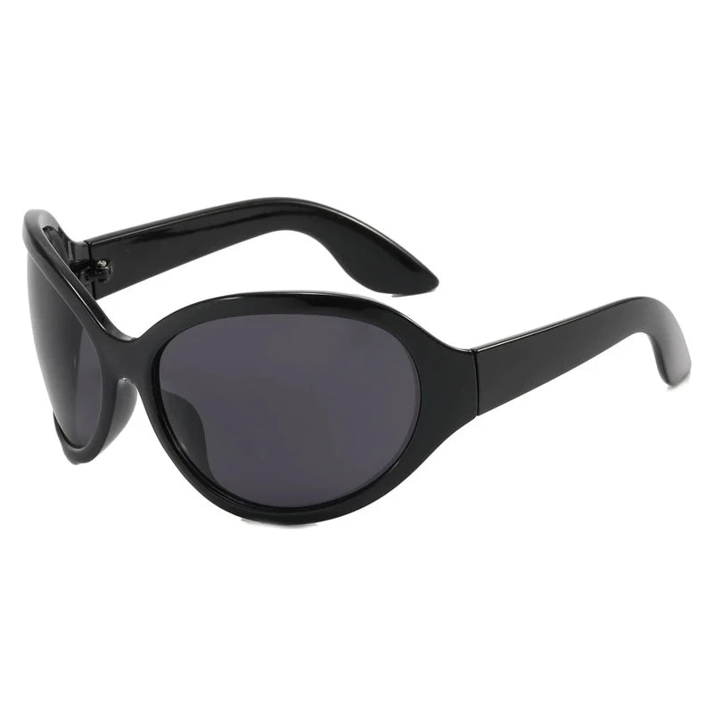 Punk Oversized Oval Frame Trendy Cycling Women's Sunglasses New Luxury Design Men Sunglass Drive Sports Windproof Goggles UV400 - Kimlud