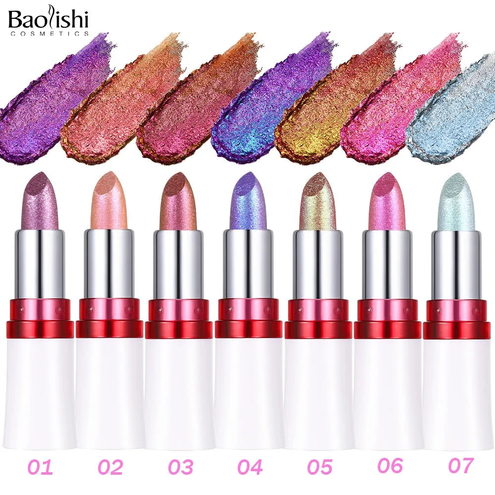 Radiation Metallic Blue Purple Chameleon Lipstick Glitter Diamond Color-Changing Green Lip Gloss Pearl Shine Charming...