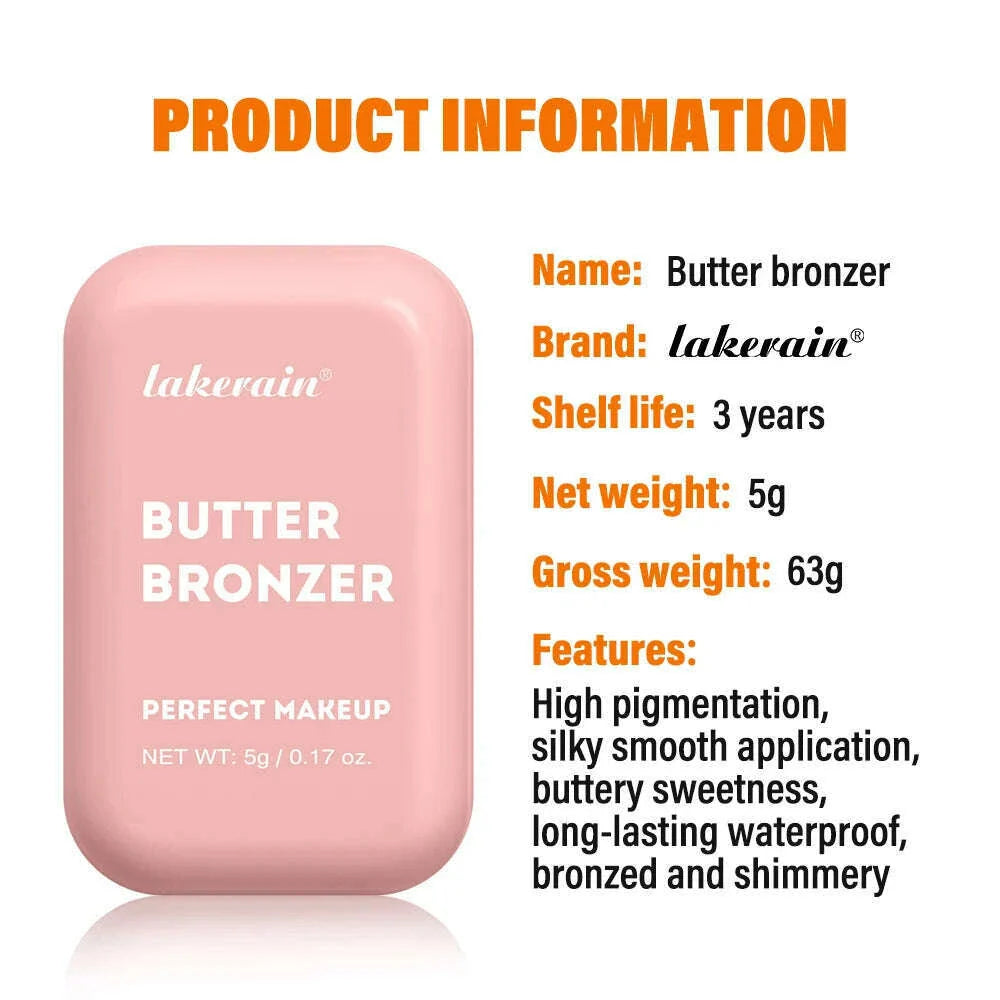 Butter Bronzer Dark Skin Natural Cheek Tint Waterproof Face Contouring Cosmetics Blush Powder Brighten Face Soft Female Makeup