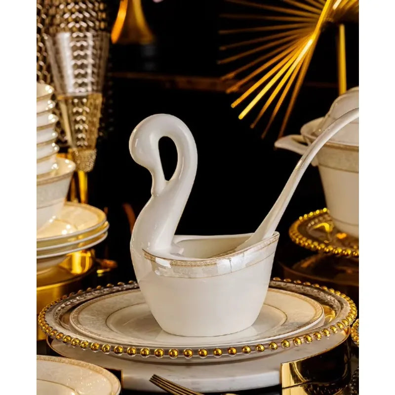Christmas CeramicTableware 60Piece Set Equipped With Turkey Pot Fashion Xiaozi Series Ten Dining Simple Bone China...