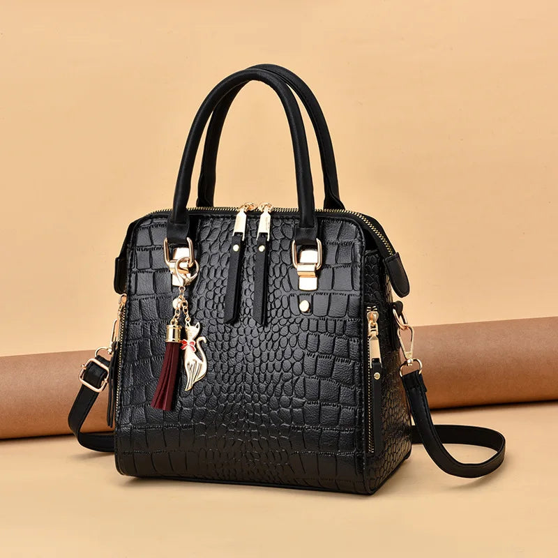 Luxury Design Alligator Handbags Big Capacity PU Leather Tassel Crossbody Shoulder Bags For Women Messenger Ladies Shoulder Bag