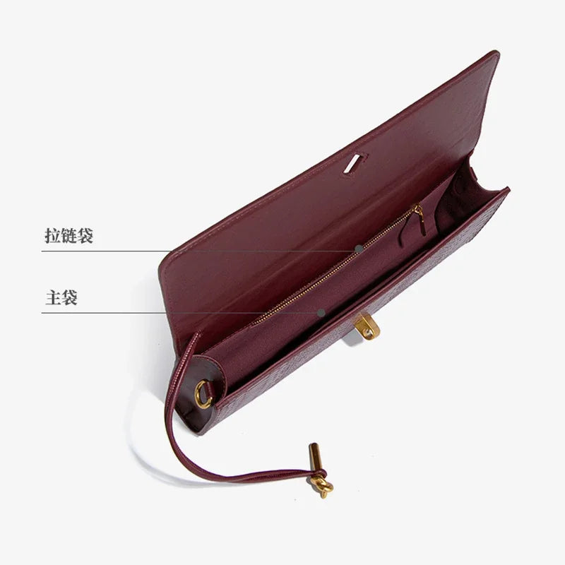 Luxury Design Top-Handle Bag For Women Evening Handbag Long Purse, Crocodile Pattern Crossbody Shoulder Bags Fashionable Outfits - Kimlud