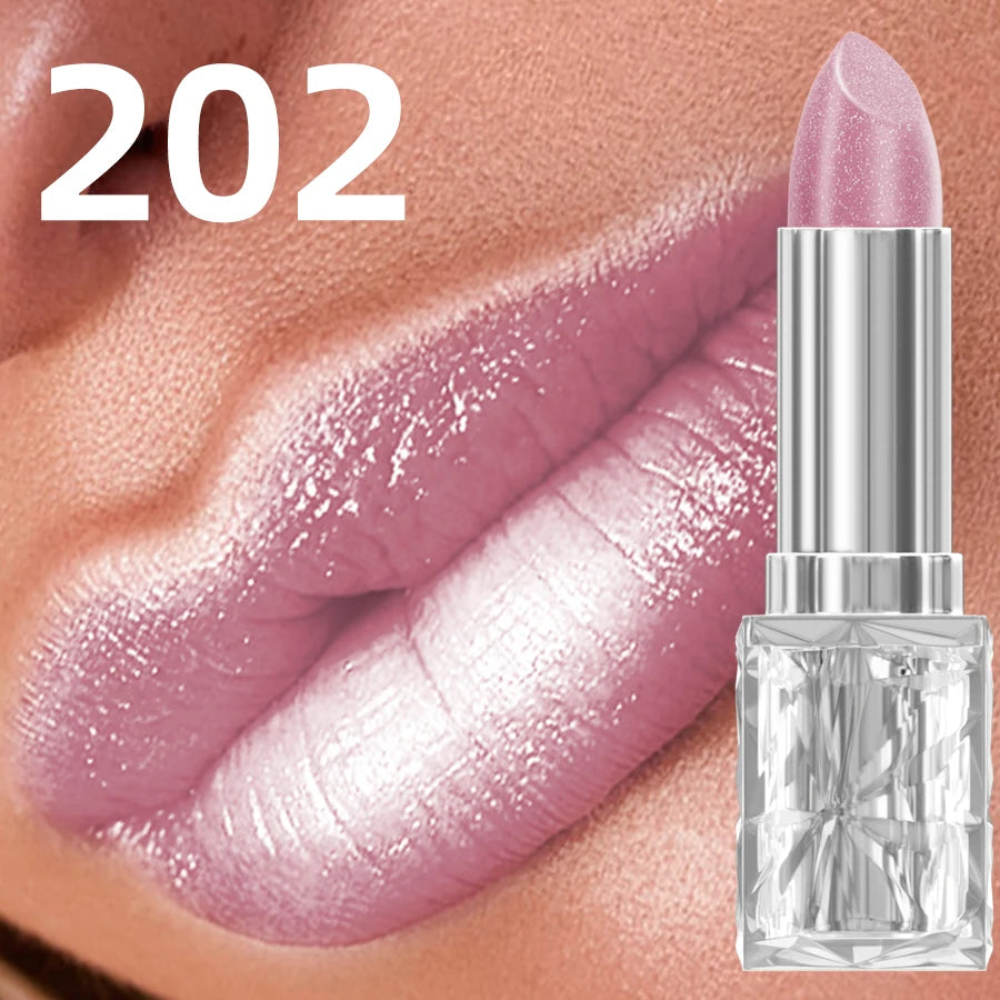 7 colors Sparkling Metallic Finish Lipstick Hydrating Red Pink Glitter Lip Tint Shine Lip Color Highly Pigmented Lip Makeup Gift