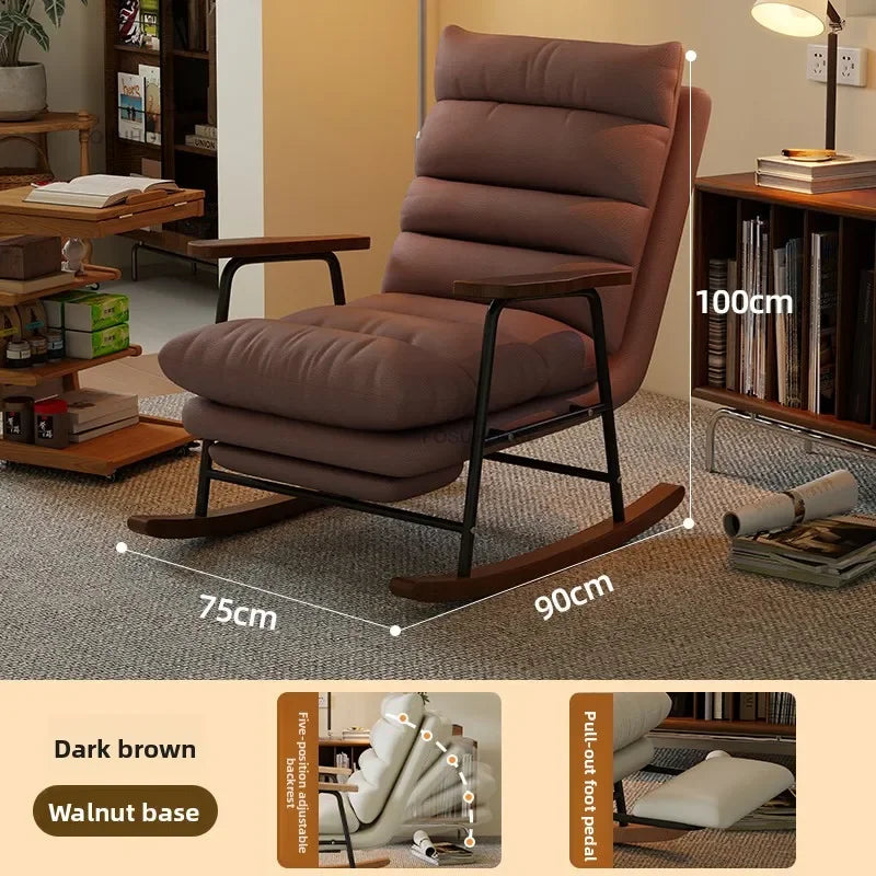 Modern Adjustable Backrest Leisure Living Room Chairs Luxury Rocking Chair for Bedroom Small Apartment Armchair Home Furniture - Kimlud