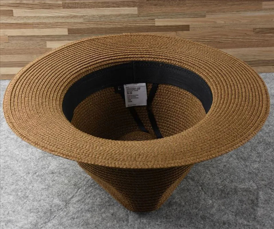 Over Size Straw Paper Sun Hat for Men Big Head  Panama Hats Male Outdoor Fishing Beach Foldable Jazz Top Hat Sunscreen Hats