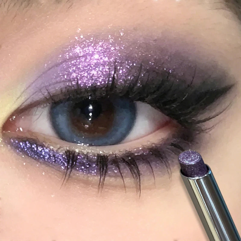 Punk Purple Glitter Eyeshadow Stick Pearlescent Highlight Shadow Stick Waterproof Lasting Shimmer Metallic Eyeshadow...