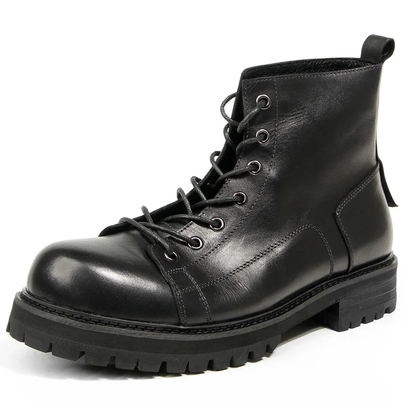 Durable Goodyear-Welted Motorcycle Rugged Heritage Boots Vintage Oil Genuine Leather Punk For Men Cowhide High-Cut Shoes