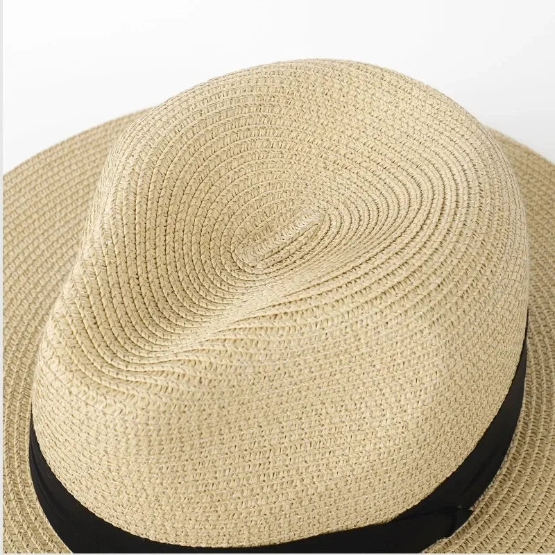 Large Size XL61-64cm Panama Hats Men Women Beach Wide Brim Straw Hat Lady Summer Sun Hats Plus Size Fedora Hat 55-57cm...