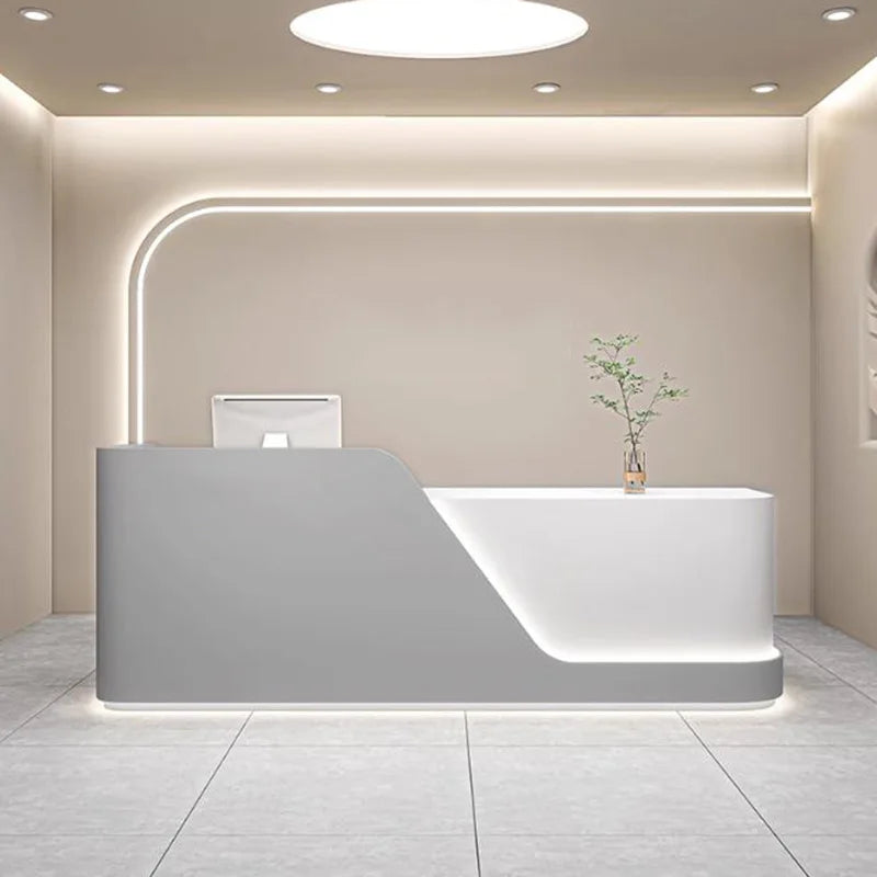 Organizers Minimalist Reception Desks Led Lights Curved Modern Reception Desks Beauty Salon Comptoire Accueil Trendy Furniture - Kimlud