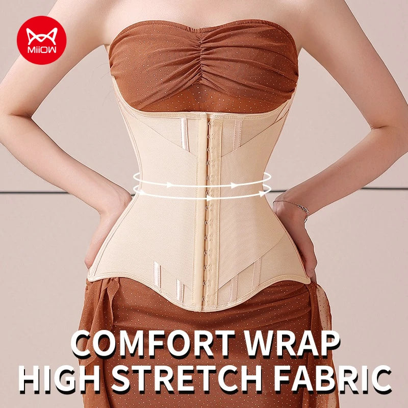 MiiOW U-shaped Waist Trainer Corset Women Buttoned Shapers Breast Lifted Waist Trainer Steel Bone Slimming Woman Body Shapewear - Kimlud