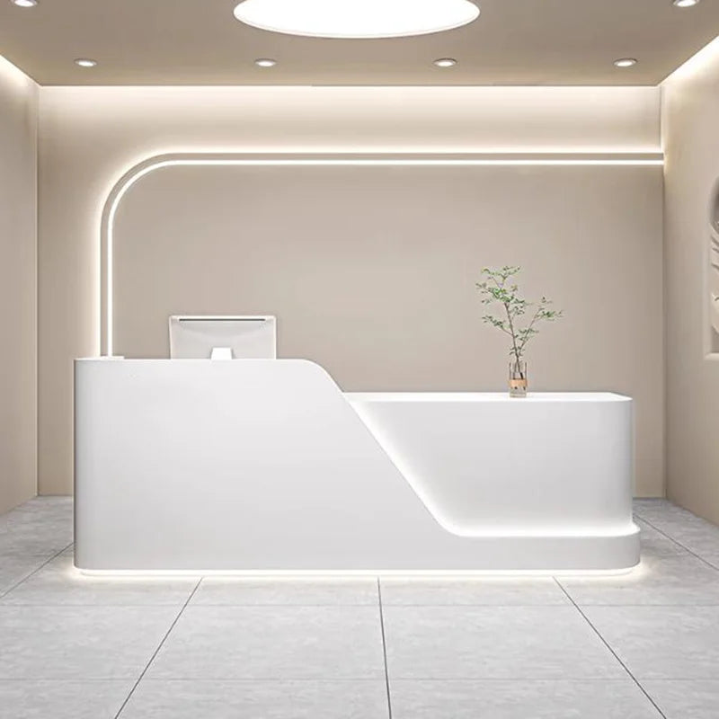 Organizers Minimalist Reception Desks Led Lights Curved Modern Reception Desks Beauty Salon Comptoire Accueil Trendy Furniture - Kimlud