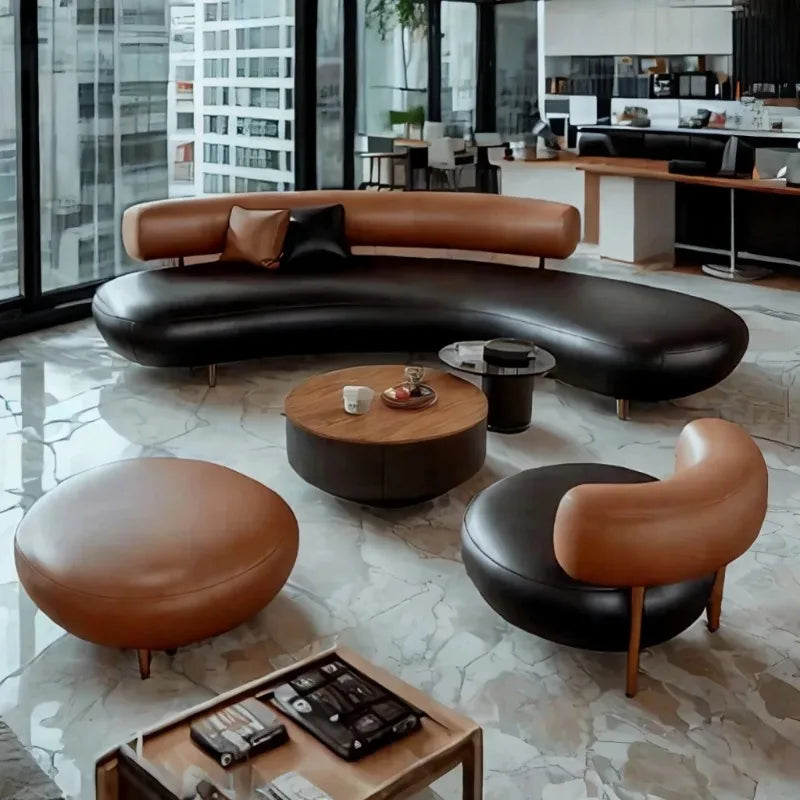 Round Curved Living Room Sofas Pouf Armchair Couch Lazy Office Living Room Sofas Recliner Sectional Muebles Library Furniture - Kimlud