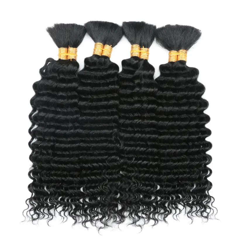 Human Braiding Hair Deep Water Wave Bulk No Weft Design 110g 1 Bulks Full Thick Bouncy Curly Bulk Hair Extensions For...