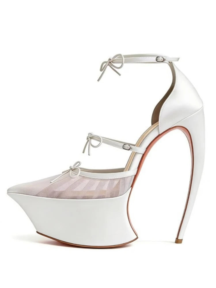 2026 Runway Women High Heels Shoes Butterfly-Knot Ankle Strap Thick Bottom Sandals Ladies Stiletto Platform Wedding...