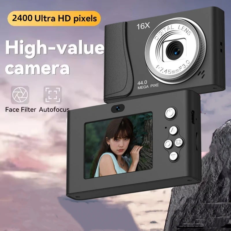 4K Digital Camera 24 Million Pixels Children Camcorder 16x Zoom Compact Cameras Auto Focus for Kids Adult Beginners Photograph - Kimlud